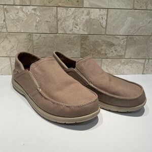 Crocs Santa Cruz 2 Luxe Mens Loafers Khaki Canvas Slip On Shoes 204834 Size 11